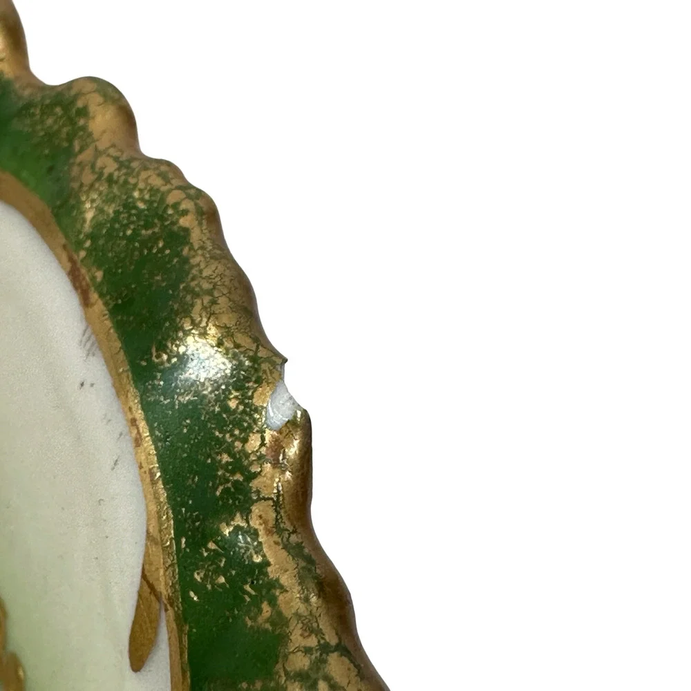 Vintage Limoges Art Nouveau LS&S Straus Salad Plates Roses Green Gold Lot‎ of 4